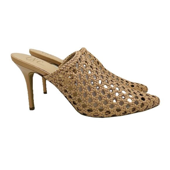 INC Internacional Concepts Womens Heels Size 10 M Tan Brown Mules Woven Slip On - Picture 1 of 11